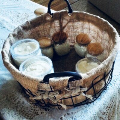 Basket Of Body Butters And Ingredients