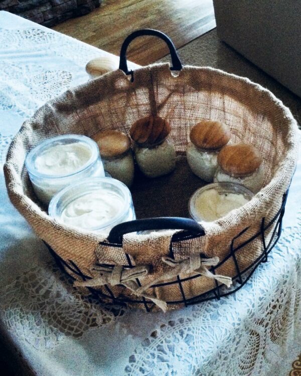 Basket Of Body Butters And Ingredients